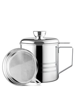 KASTWAVE 1.2L Oil Strainer Container, Stainless Steel Kitchen Cooking Oil Storage Pot Grease Keeper with Detachable Fine Mesh Filter  - Image 1