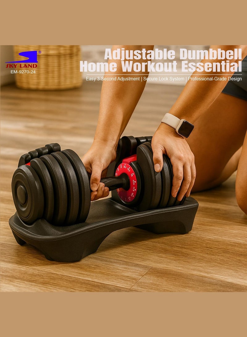 SKY LAND Adjustable Dumbbell – Quick Select Free Weight with Ergonomic Grip Handle, All-in-One Strength Training Dumbbell for Home & Gym Workout, Space-Saving Design - Image 3