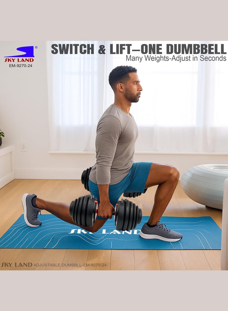 SKY LAND Adjustable Dumbbell – Quick Select Free Weight with Ergonomic Grip Handle, All-in-One Strength Training Dumbbell for Home & Gym Workout, Space-Saving Design - Image 5