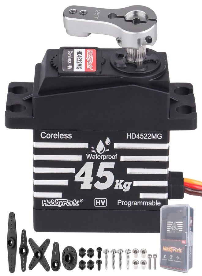 HobbyPark Waterproof 45kg High Torque Servo Coreless Motor 8.4V HV Servo Metal Gear Digital Servo Stainless Steel Gear for RC Crawler RC Car RC Truck Buggy Control Angle 180° Programmable - Image 1