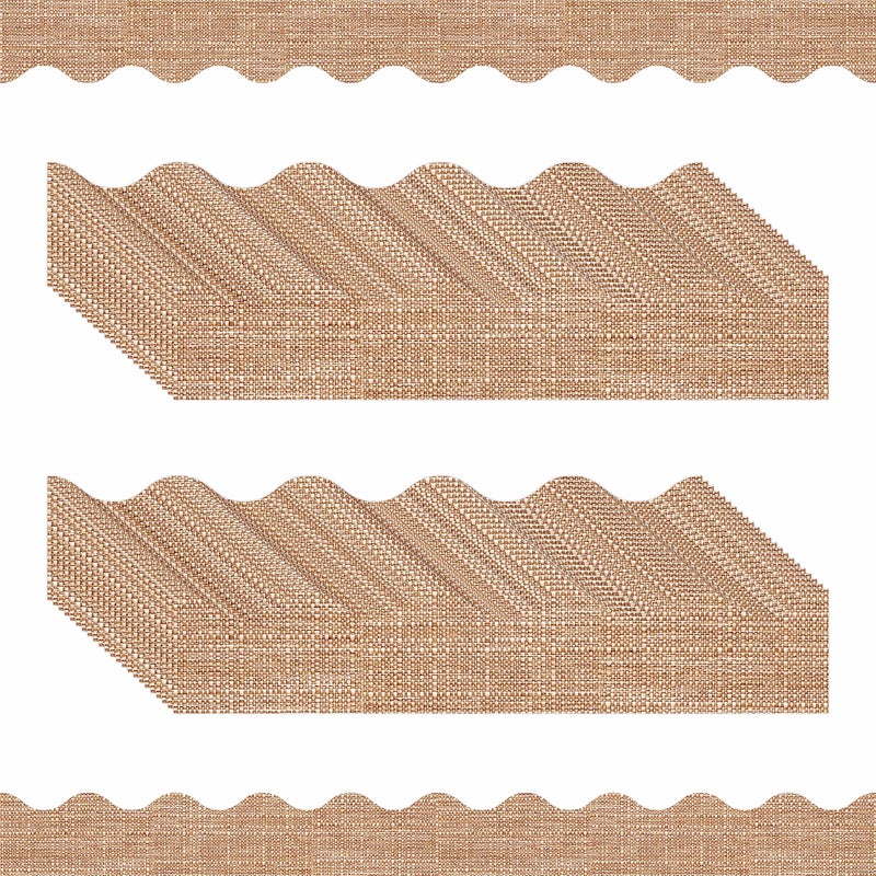 60 Feet Bulletin Board Border 49 Sheets Burlap Scalloped Border Trim Board Border with Wavy Line Design Decoration for School Classroom Offices