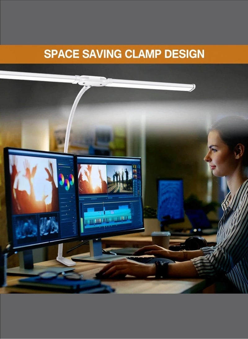 LOOPITYS Led Desk Lamp for Office Home, Bright Double Head Desk Light with Clamp, Architect Task Lamp 25 Lighting Modes Adjustable Flexible Gooseneck - Image 4