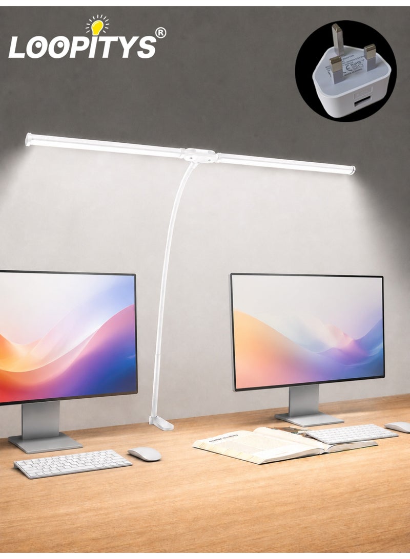لوبيتيز مكتب مصباح LED المنزلية ، ومشرق مصباح طاولة مزدوجة الرأس مع لاعبا اساسيا ، ومهمة المهندس المعماري مصباح - Image 1