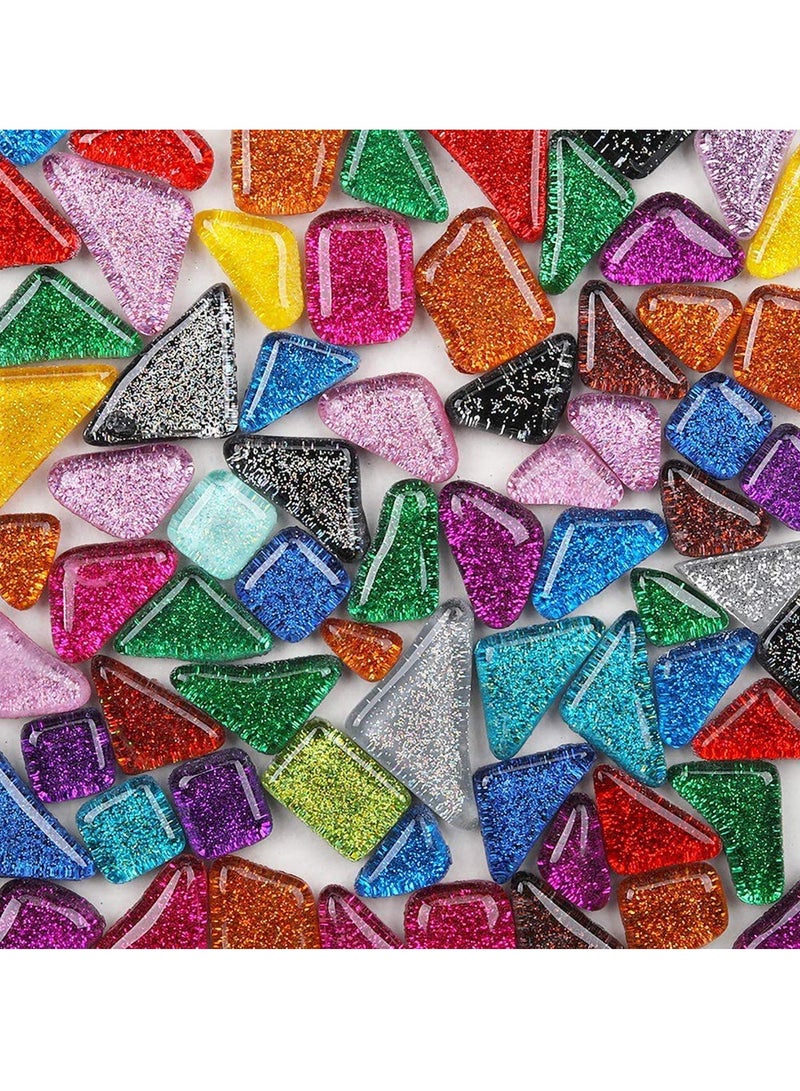 SYOSI Mixed Color Irregular Crystal Mosaic Tiles, Shine Crystal Stained Glass Assorted Shapes Mosaic Tile for Craft Bathroom Kitchen Home Decoration, DIY Art Projects (Mix Color Series, 200g) - Image 1