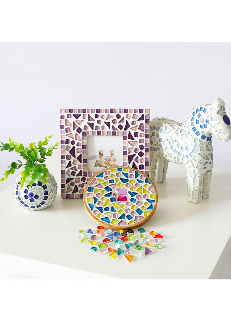 SYOSI Mixed Color Irregular Crystal Mosaic Tiles, Shine Crystal Stained Glass Assorted Shapes Mosaic Tile for Craft Bathroom Kitchen Home Decoration, DIY Art Projects (Mix Color Series, 200g) - Image 3