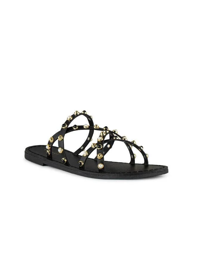 Vincci Black Multi Strap Low Heel Sandals for Women | Best Price UAE