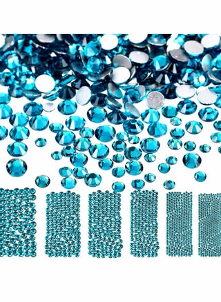 Nail Crystals Nail, Jewels Champagne Rhinestones, Round Beads, Flatback Glass Charms, Gems Stones with 6 Size   (Peacock Blue, 2880 Pieces) - pzsku/ZBFF4EB27D82136C55EDFZ/45/_/1695823204/55aa07fc-354b-48f0-a987-bd1cc94eab73