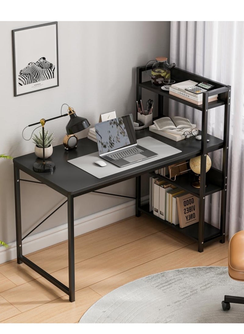 ZUIHAO - Computer Desk with  Shelves for Home Office Writing Study Table with Bookshelf Multipurpose Industrial Wood Desk Workstation with Metal Frame for PC Laptop - Image 1