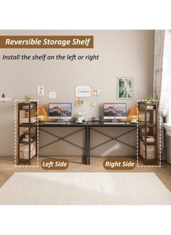 ZUIHAO Computer Desk with  Shelves for Home Office Writing Study Table with Bookshelf Multipurpose Industrial Wood Desk Workstation with Metal Frame for PC Laptop  - Image 4