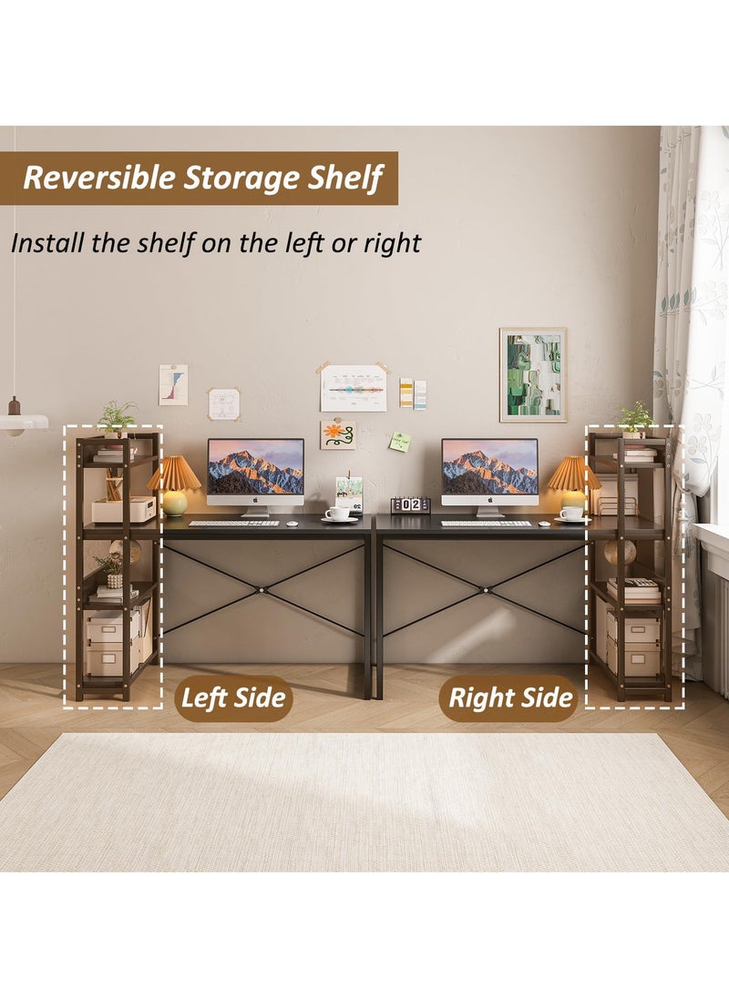 ZUIHAO - Computer Desk with  Shelves for Home Office Writing Study Table with Bookshelf Multipurpose Industrial Wood Desk Workstation with Metal Frame for PC Laptop - Image 1