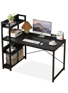 ZUIHAO Computer Desk with  Shelves for Home Office Writing Study Table with Bookshelf Multipurpose Industrial Wood Desk Workstation with Metal Frame for PC Laptop  - Image 5