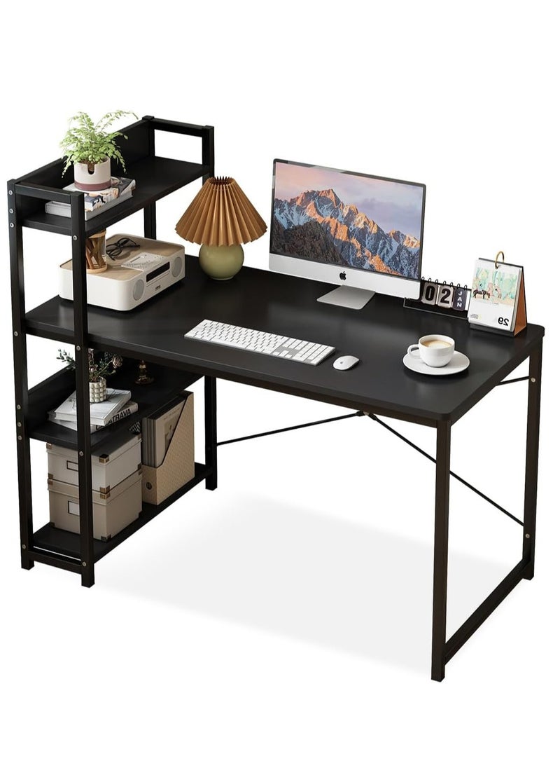 ZUIHAO - Computer Desk with  Shelves for Home Office Writing Study Table with Bookshelf Multipurpose Industrial Wood Desk Workstation with Metal Frame for PC Laptop - Image 1