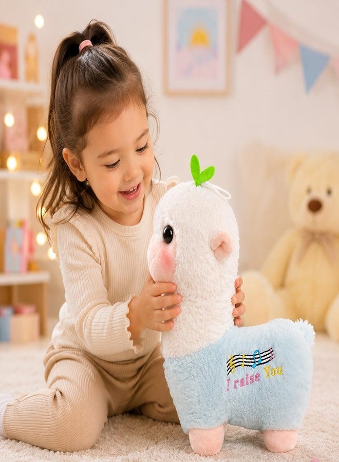 Little Hunk Cute Alpaca Plush Toy, Blue and White, Soft Stuffed Animal with Music Notes Embroidery, Gift for Kids (Blue) - Image 5