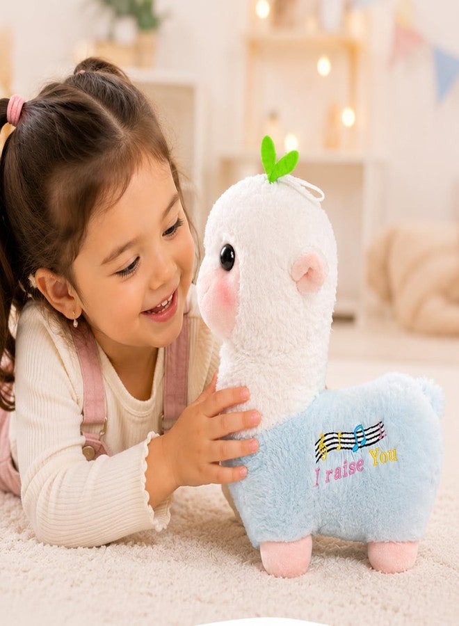 Little Hunk Cute Alpaca Plush Toy, Blue and White, Soft Stuffed Animal with Music Notes Embroidery, Gift for Kids (Blue) - Image 3