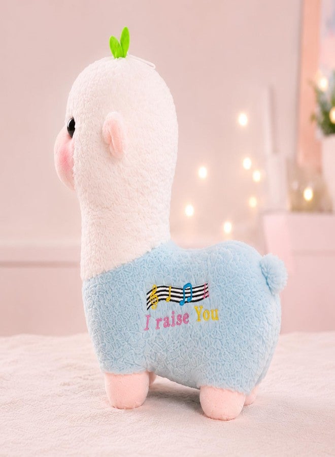 Little Hunk Cute Alpaca Plush Toy, Blue and White, Soft Stuffed Animal with Music Notes Embroidery, Gift for Kids (Blue) - Image 1
