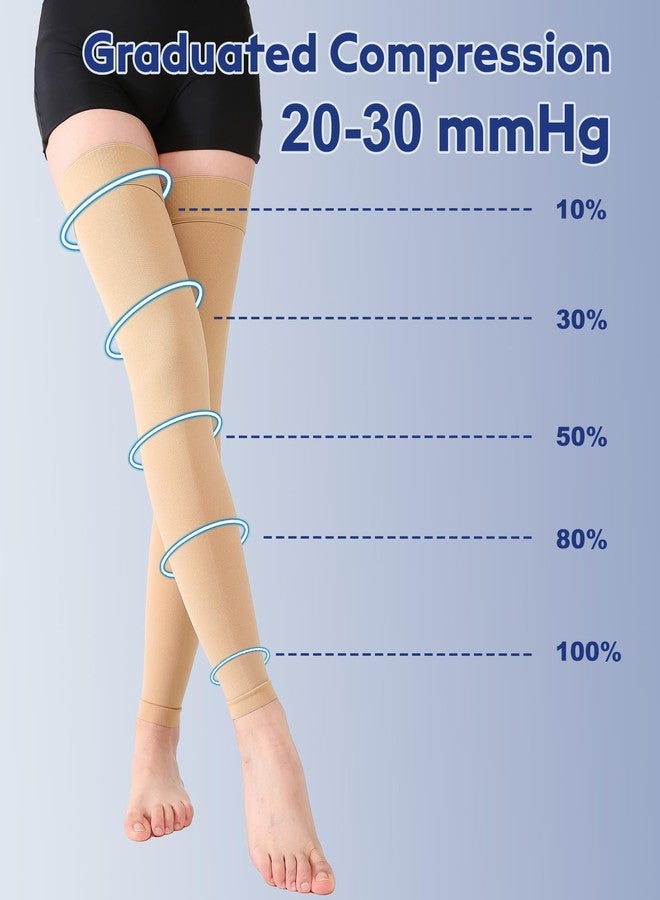 KEKING Extra Wide 20-30mmHg Thigh High Compression Stockings 5XL with Silicone Grip Top & Footless - Opaque Firm Graduated Support Hose for Varicose Veins, Lymphedema, DVT, Swelling & Travel Black - Image 4