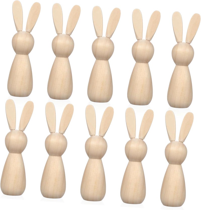 DOITOOL 10pcs Unfinished Wooden Peg Dolls for Crafting Decorative Home Decor Smooth for Painting Miniature Bunny Figures for Boys and Girls Creative Projects - Image 1