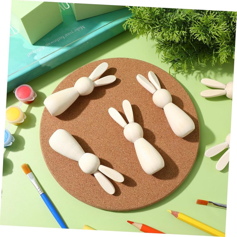 DOITOOL 10pcs Unfinished Wooden Peg Dolls for Crafting Decorative Home Decor Smooth for Painting Miniature Bunny Figures for Boys and Girls Creative Projects - Image 3