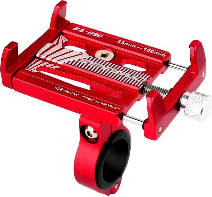 Valkyrie Aluminum Alloy Universal Phone Holder - Bicycle Motorcycle Scooter Compatible - Grips Firmly No Vibration Red