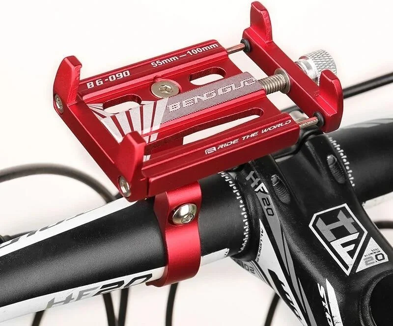 Valkyrie Aluminum Alloy Universal Phone Holder - Bicycle Motorcycle Scooter Compatible - Grips Firmly No Vibration Red