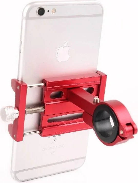 Valkyrie Aluminum Alloy Universal Phone Holder - Bicycle Motorcycle Scooter Compatible - Grips Firmly No Vibration Red