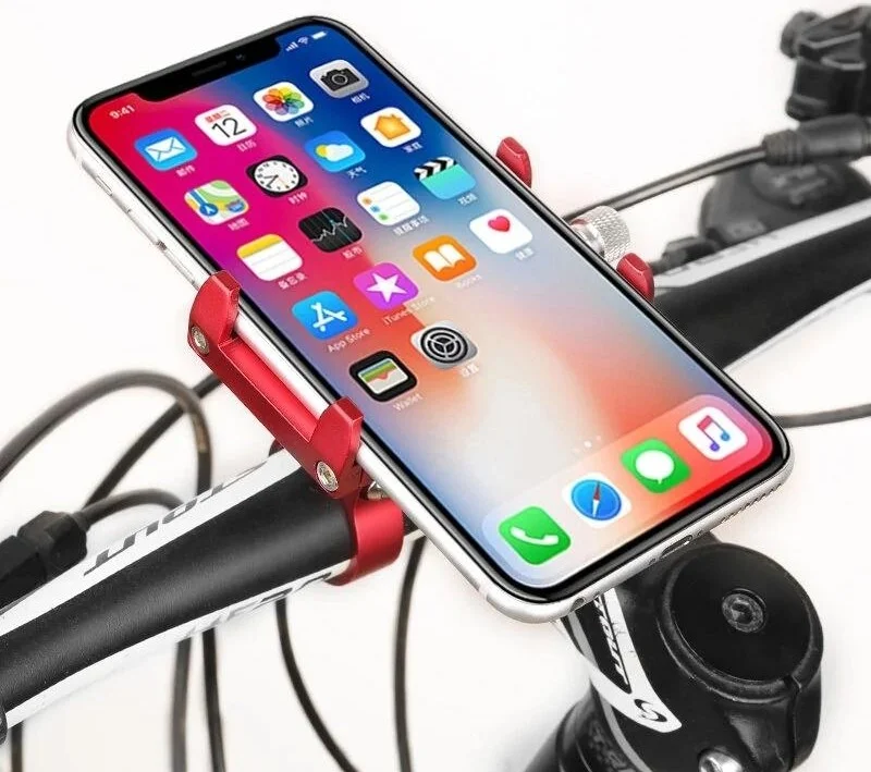 Valkyrie Aluminum Alloy Universal Phone Holder - Bicycle Motorcycle Scooter Compatible - Grips Firmly No Vibration Red