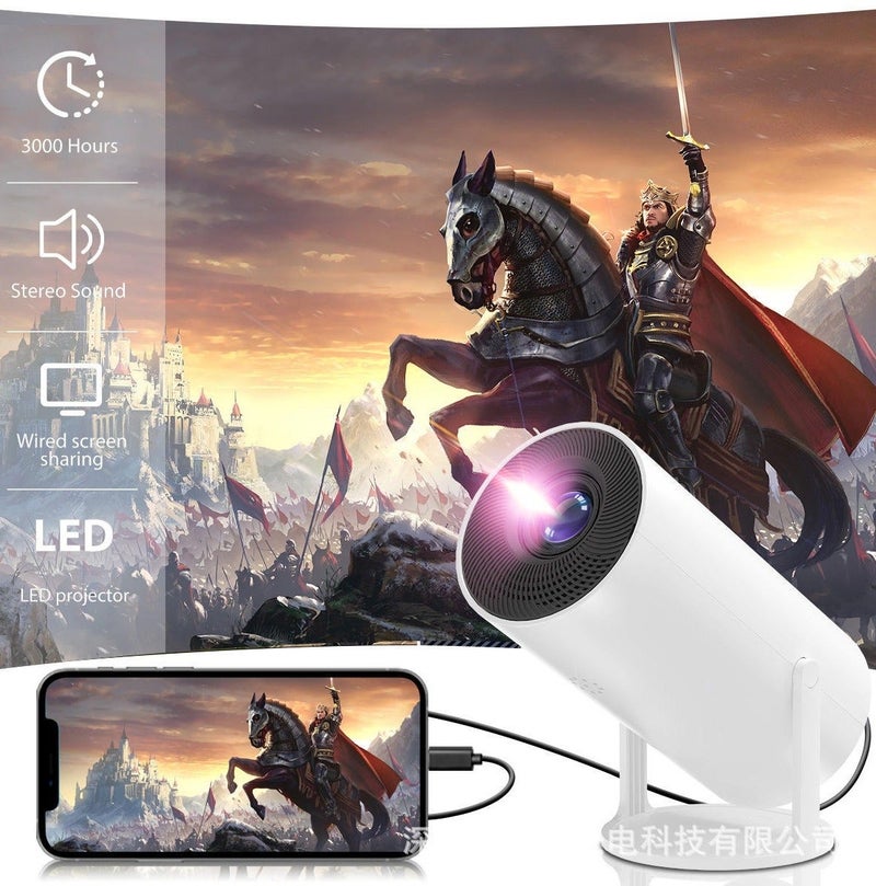 اكسيوم جنرال جهاز عرض LED صغير محمول مزود بخاصية عكس الشاشة عبر الواي فاي، جهاز عرض متعدد الوسائط للمسرح المنزلي، إمكانية البث اللاسلكي من الهواتف المحمولة وأجهزة الكمبيوتر المحمولة، جهاز عرض فيديو عالي الدقة صغير الحجم للأفلام والألعاب والعروض التقديمية والترفيه الداخلي - Image 2