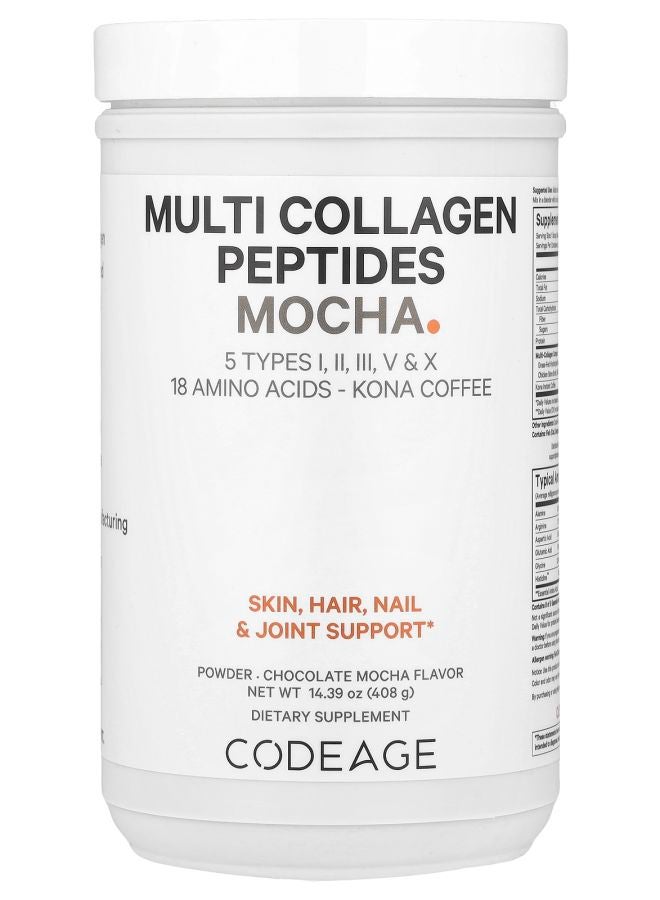 Codeage Multi Collagen Peptides Mocha Powder Chocolate Mocha 14.39 oz (408 g)