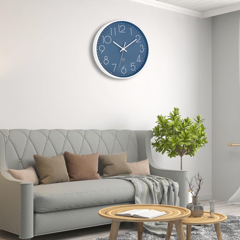 Foxtop Atomic Wall Clock Battery Operated Round Analog Modern Wall Clock Sets Automatically for Office Classroom Bedroom Kitchen Living Room (Cerulean) - Image 3
