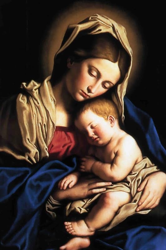 Yellow Alley Christian Religious Wall Sticker PosterLord Jesus with Mother Mary Wall Sticker Poster For Holy Places Work Places Kitchen 1Pc Religion Sticker Poster For Worship