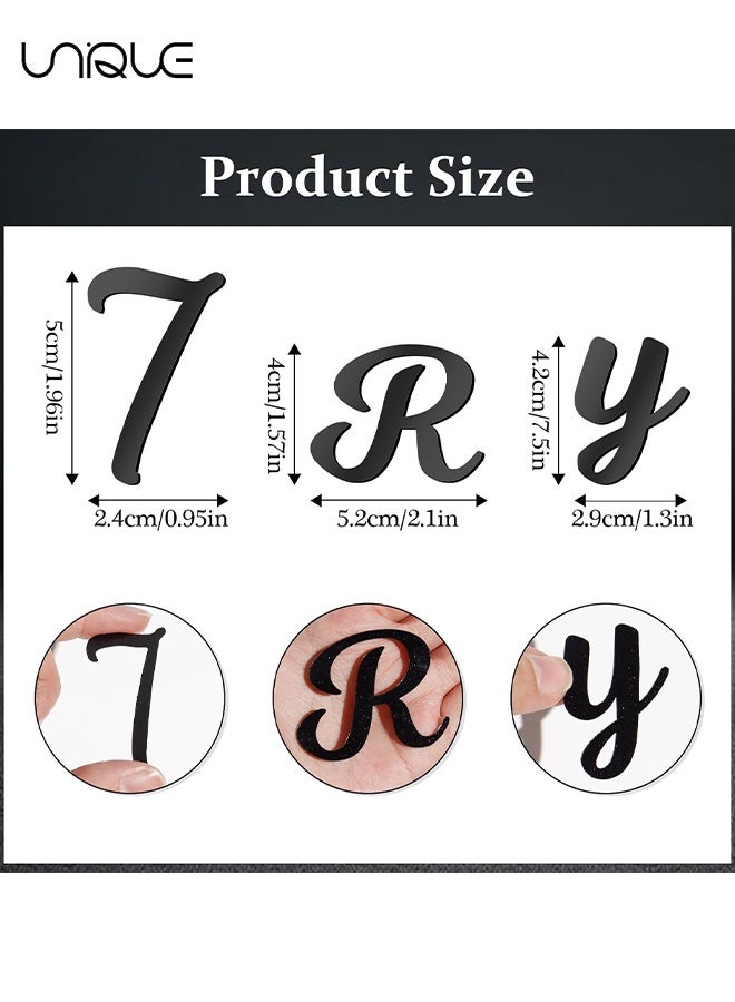 Unique 64 Pcs Acrylic Cake Alphabet Numbers Topper, Mirror Number 0-9 and Alphabet A-Z Personalized Cake Picks Decor Anniversary Wedding Baby Shower Party Supplies(Black) - Image 2