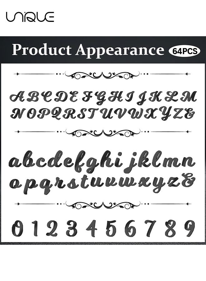 Unique 64 Pcs Acrylic Cake Alphabet Numbers Topper, Mirror Number 0-9 and Alphabet A-Z Personalized Cake Picks Decor Anniversary Wedding Baby Shower Party Supplies(Black) - Image 3