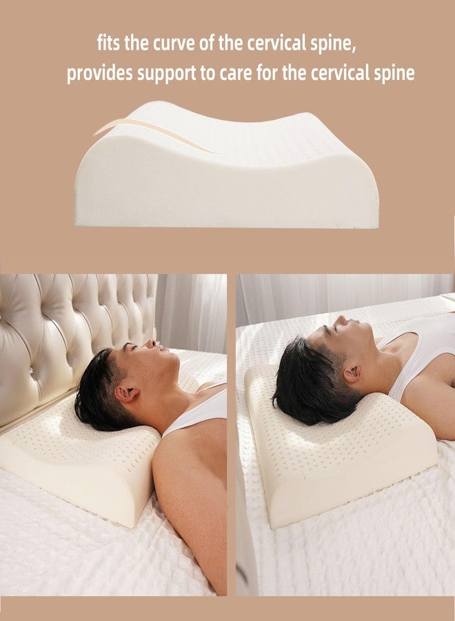 TIERSINI Slim Natural Latex Pillow for Stomach, Back Sleepers,Low Profile & Thin Ergonomic Contour Pillows Helps Cervical Neck Correction and Deeper Sleep (23.6" Lx15.7 Wx(3.1/3.9") H) - Image 2