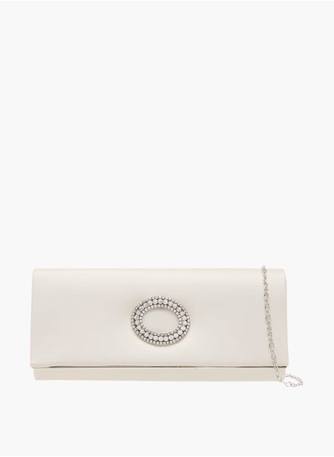 Flora Bella By Shoexpress Women Embellished Clutch with Button Closure and Chain Strap  - Image 1