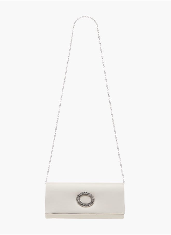 Flora Bella By Shoexpress Women Embellished Clutch with Button Closure and Chain Strap  - Image 2