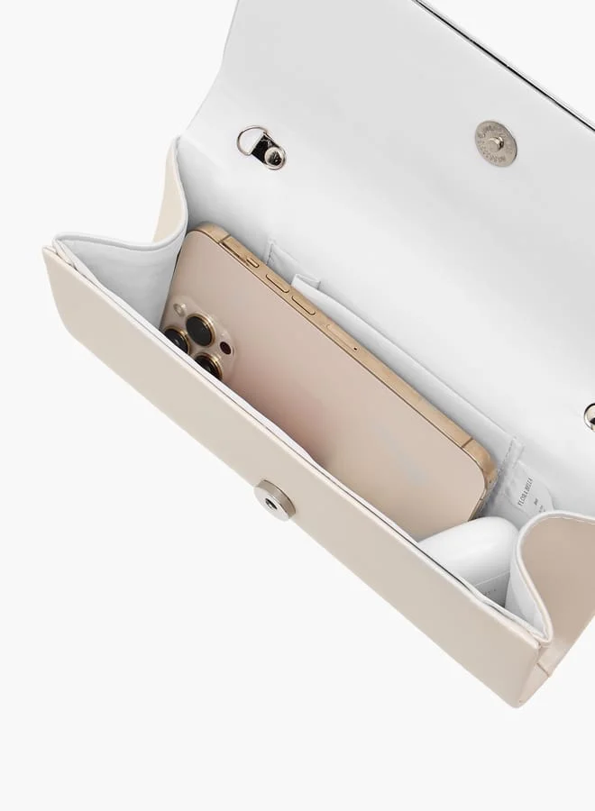 Flora Bella By Shoexpress Women Embellished Clutch with Button Closure and Chain Strap