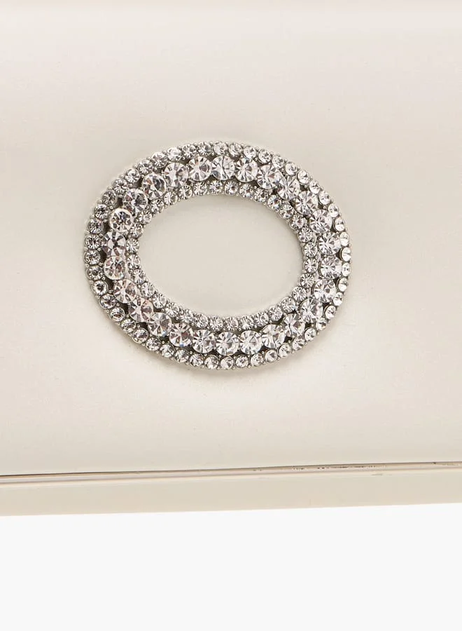 Flora Bella By Shoexpress Women Embellished Clutch with Button Closure and Chain Strap