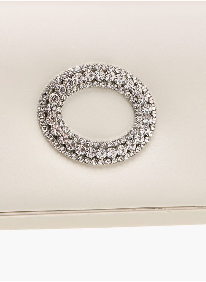 Flora Bella By Shoexpress Women Embellished Clutch with Button Closure and Chain Strap  - Image 4