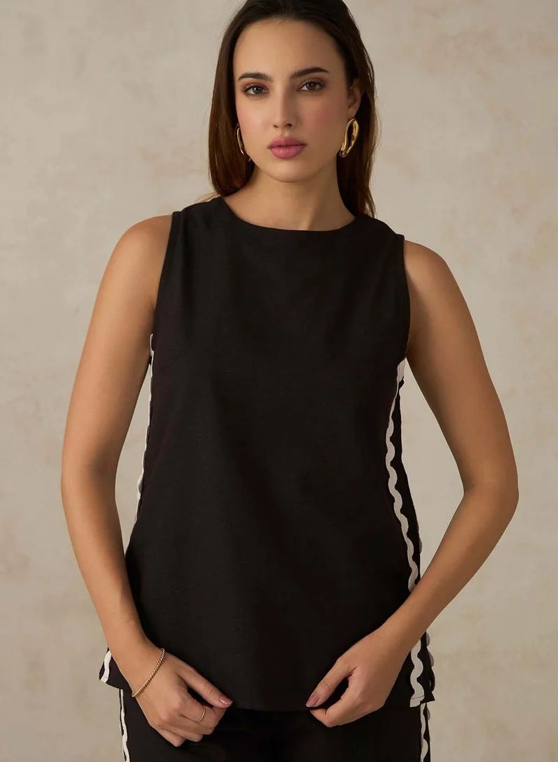 فيرجيو فيرجيو تونيك قطن 100% بياقة قارب ودانتيل