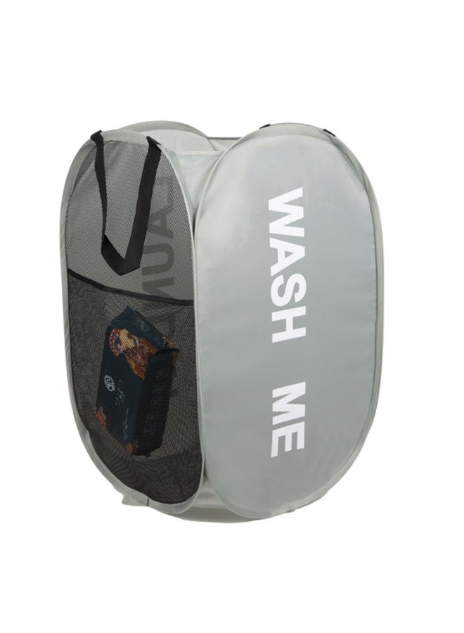 Pop Up Collapsible Laundry Hamper, Space Saving Collapsible Laundry Bin,Breathable Mesh Dirty Clothes Basket with Carry Handles & Storage Strap, Large Foldable Laundry Bag for Bathroom Bedroom Dorm - Image 1