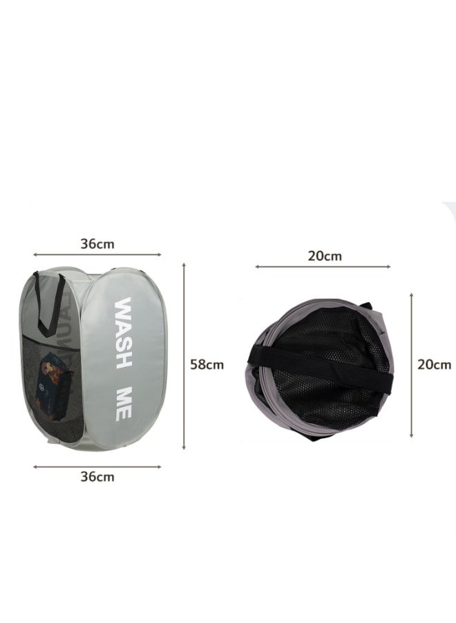 Pop Up Collapsible Laundry Hamper, Space Saving Collapsible Laundry Bin,Breathable Mesh Dirty Clothes Basket with Carry Handles & Storage Strap, Large Foldable Laundry Bag for Bathroom Bedroom Dorm - Image 5