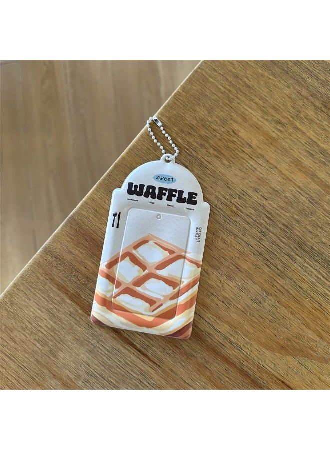 NIBEMINENT 1 - Piece Waffle Sea Salt Caramel Kpop Photo Card Holder Pendant Key Chain ID Badge Holder ID Card Holder Photo Card Protector for School ID Office ID Access Card for Women Girls - Image 1