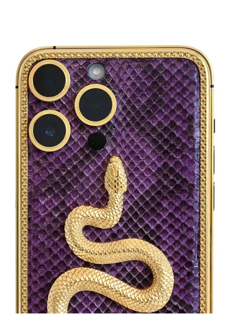 CAVIAR كافيار فاخر مطلي بالذهب عيار 24 قيراط آيفون 15 برو ماكس 1 تيرابايت ذهبي تيتانيوم ثعبان  - Image 3