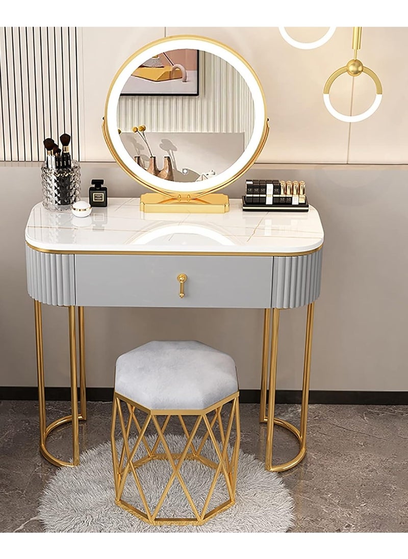 DubaiGallery Ergonomic Vanity Table, Cushioned Stool, Makeup Vanity Set with Led Lighted Mirror, Dressing Table, Writing Desk, Dressing Table for Home  - Image 1