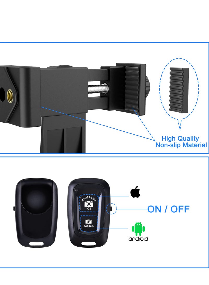 Excefore Cell Phone Tripod Mount Adapter with Bluetooth Remote, Fits Any Size Smartphone Including iPhone 14 Plus, Pro Max, S23 Ultra - Image 5