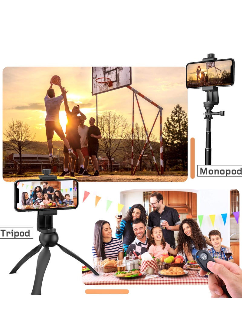 Excefore Cell Phone Tripod Mount Adapter with Bluetooth Remote, Fits Any Size Smartphone Including iPhone 14 Plus, Pro Max, S23 Ultra - Image 3