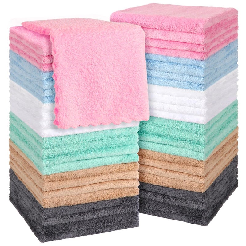 Orighty Ultra Soft Washcloths 48 Pack, Premium Microfiber Towel Sets 12 x 12 inches, Absorbent and Quick Drying Coral Velvet Washcloth, Versatile Wash Cloth for Bathroom, Hotel, and Gym (Multi-Colors) - Image 1