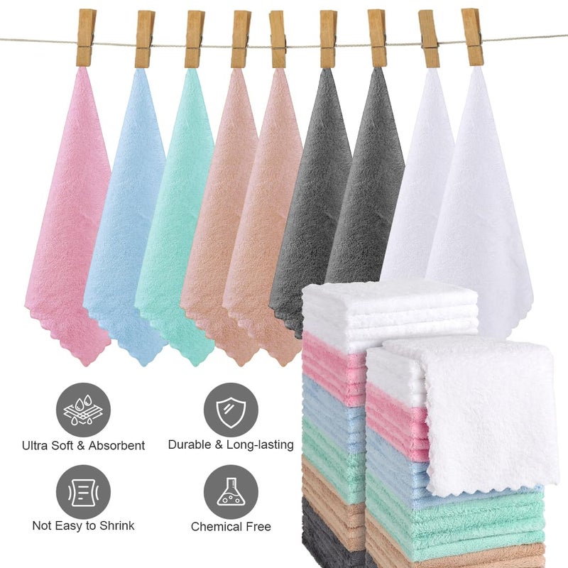 Orighty Ultra Soft Washcloths 48 Pack, Premium Microfiber Towel Sets 12 x 12 inches, Absorbent and Quick Drying Coral Velvet Washcloth, Versatile Wash Cloth for Bathroom, Hotel, and Gym (Multi-Colors) - Image 3