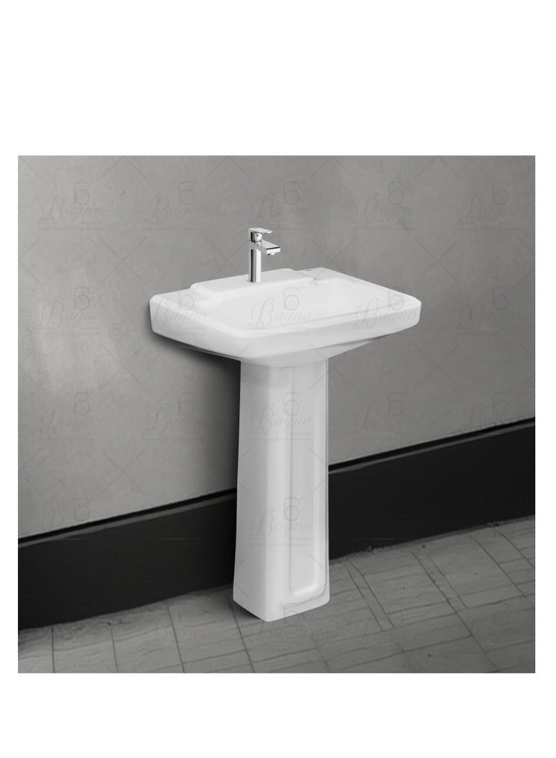 B BAGNO wash basin/Pedestal WB07 Ceramic white - Image 1
