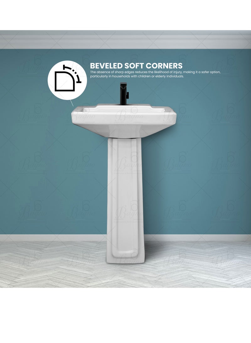 B BAGNO wash basin/Pedestal WB07 Ceramic white - Image 5
